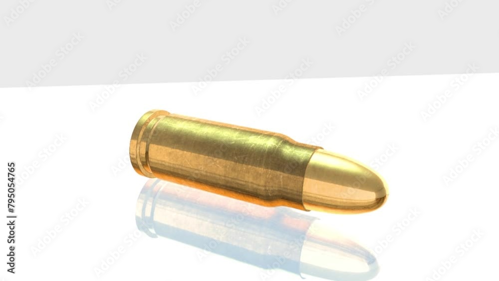 isolated bullet on white Background. 3D animation isolated bullet on white Background. 3D animation