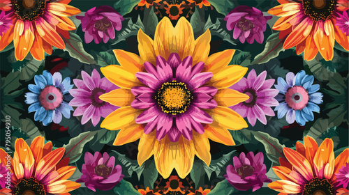 The kaleidoscope of flowers artwork for scarffabrics