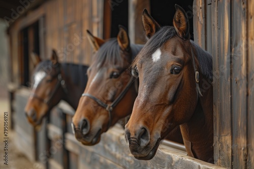 Horses looking out of the stable © Michael