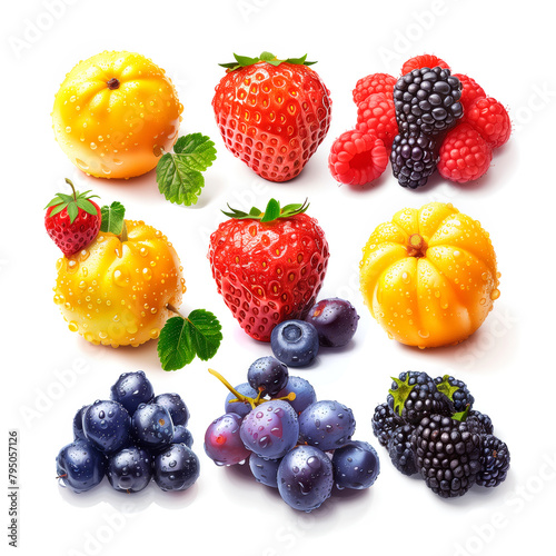 Assorted Fruits on White Surface. Generative AI