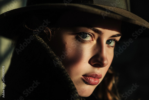 Portrait of a woman in style of films in noir style generative AI