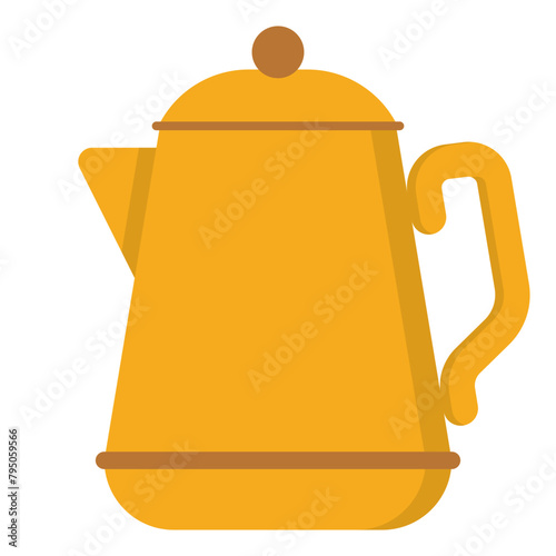 enamel coffee pot or tea kettle in retro style flat icon