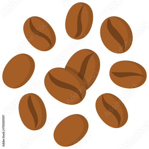 roast arabica coffee bean or seed arranged in a circle flat icon