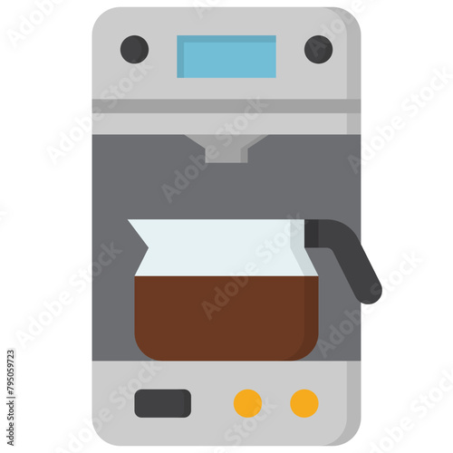 drip automatic coffee machine or electric drip coffeemaker flat icon