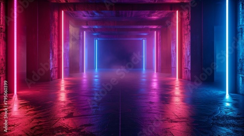3D Ethereal Neon Gateway with Contrasting Colors
