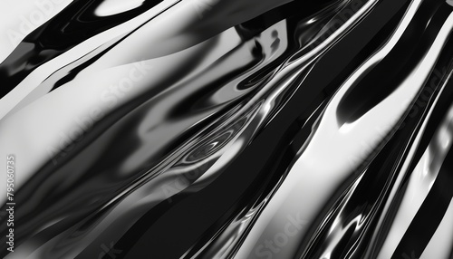 Abstract black and white flowing waves photo