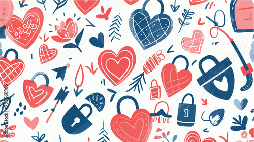 Valentines day seamless vector pattern with hears arr photo