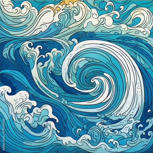 Awe-Inspiring Ocean Wave Illustration