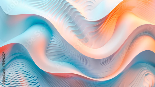 Three dimensional background of blue and orange wavy pattern. photo