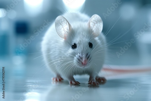 White laboratory mouse for scientific experiments photo