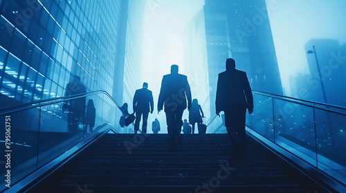 Businessmen walking along the corridor of an office building ai generative