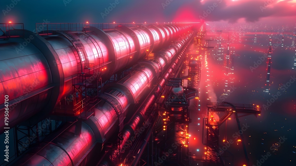Vibrant Cybernetic Infrastructure Powered by Majestic Propulsion Systems in a Dramatic Night Cityscape Vibrant Cybernetic Infrastructure Powered by Majestic Propulsion Systems in a Dramatic Night Cityscape