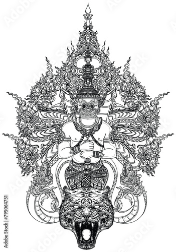 Thai pattern art thai giant background snake literature thai