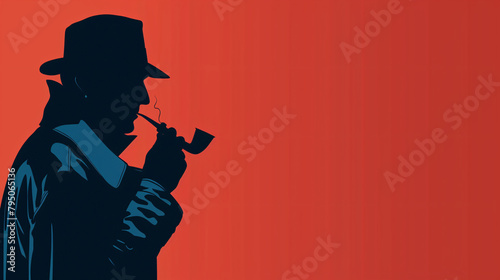 a silhouette of a man smoking a pipe