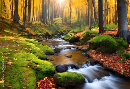 Autumn Serenity: A River's Journey Through the Forest