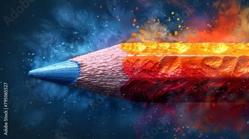 A vibrant pencil icon on a solid background photo