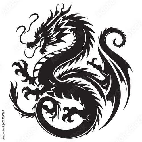 Dragon head logo, dragon icon isolated on a white background, Vector, Illustration, SVG
