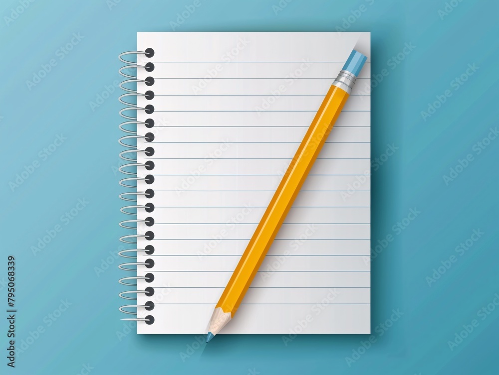 a notebook with a pencil on top a notebook with a pencil on top