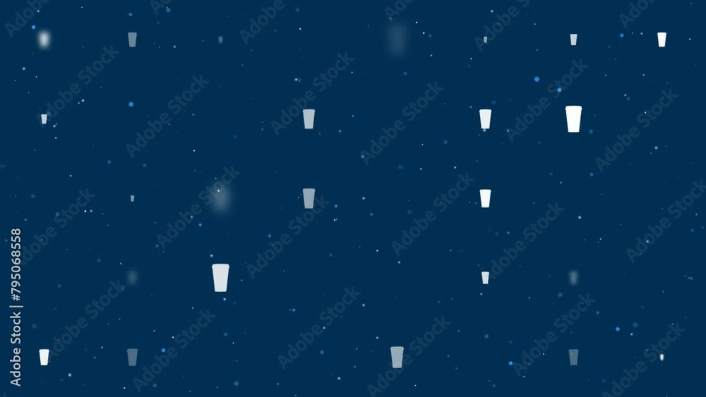 Template animation of evenly spaced paper coffee cups of different ...