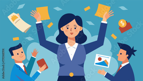 A woman receiving a promotion at work but unable to fully celebrate due to the looming weight of her mounting debt.