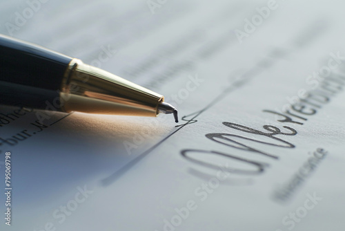 Focused shot of a legal document being signed electronically