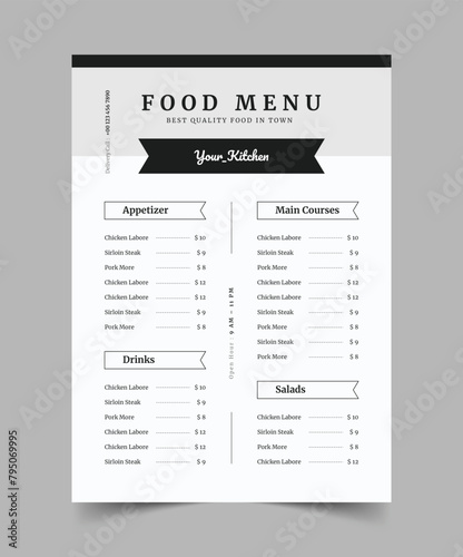 Restaurant Menu, Food Menu Flyer, Classy Restaurant Menu Template, Fast food, Flyer Design (ID: 795069995)