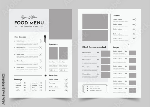 Restaurant Menu Design Template layout Vintage style (ID: 795070103)