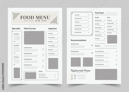 Restaurant Menu, Food Menu Flyer, Classy Restaurant Menu Template, Fast food, Flyer Design, Modern (ID: 795070195)