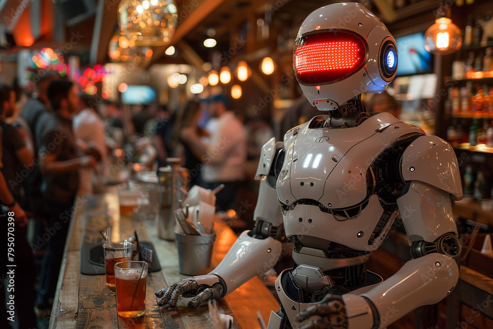 Robot working in bar Robot working in bar