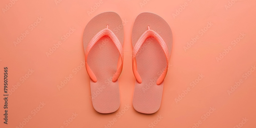 Coral Flip-Flops on a Smooth Pastel Background for Summer Vibes