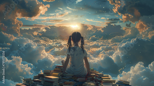 girl reading a book and sit...