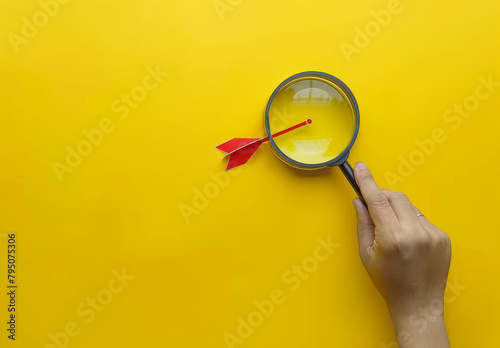 Magnifying glass, human searching