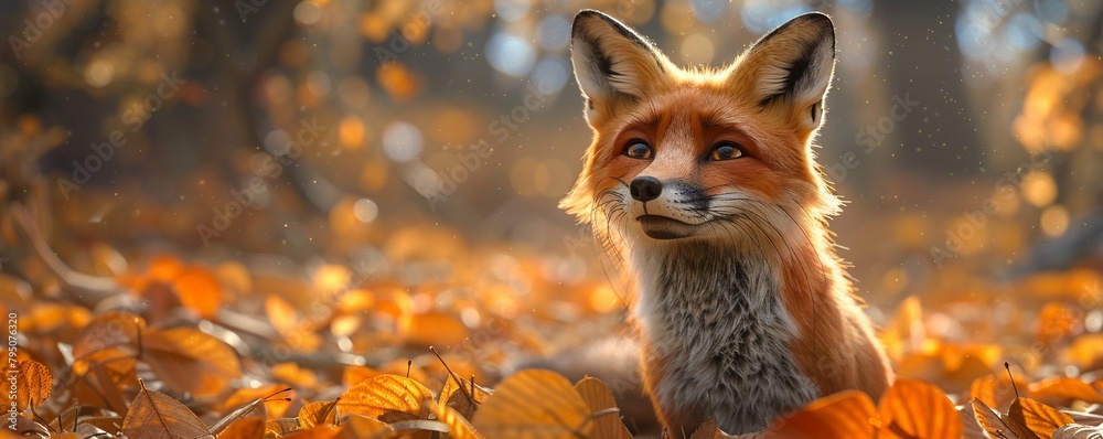 Naklejka premium Cartoon of a fox, sleek and sly, a storybook's cunning character