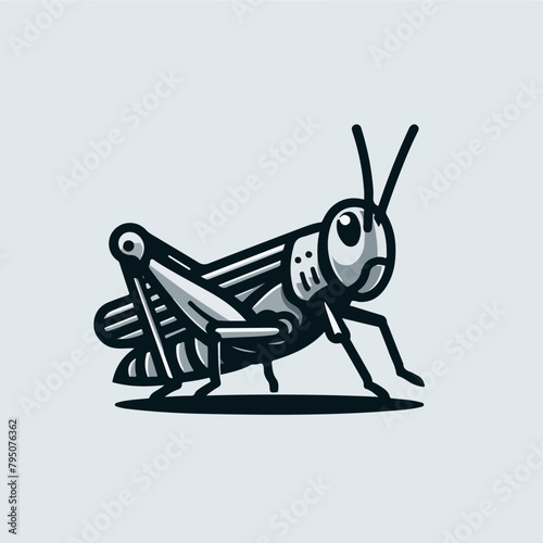 Grasshopper Silhouette on White Background. Isolated Vector Animal Template for Logo Company, Icon, Symbol etc