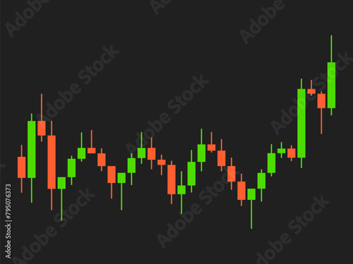 Candlestick chart of trading on the stock exchange. Trading cryptocurrency, stocks and bonds. Candlestick patterns in cryptocurrency trading. Design for banners and posters. Vector illustration