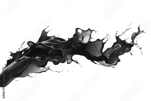 流動する黒いインクの抽象的シルエット素材