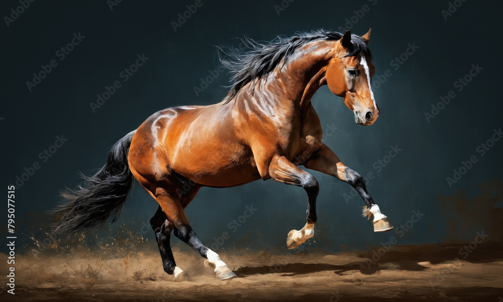 Fantasy Illustration of a wild Horse. Digital art style wallpaper background. Fantasy Illustration of a wild Horse. Digital art style wallpaper background.