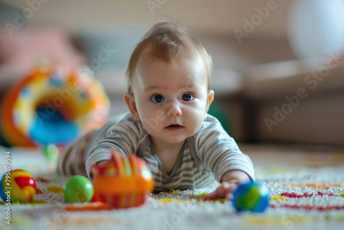Curious Baby Playing With Toys