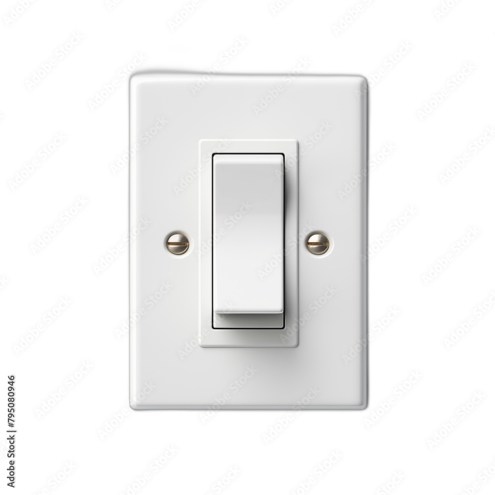 White plastic light switch isolated on white background 3D illustration White plastic light switch isolated on white background 3D illustration