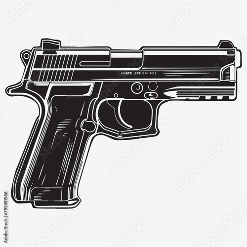 A black and white vector design of the Heckler and Koch USP pistol