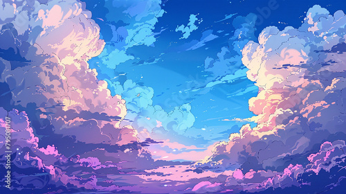 Thunderous Summer Skies: An Anime-Inspired Illustration photo
