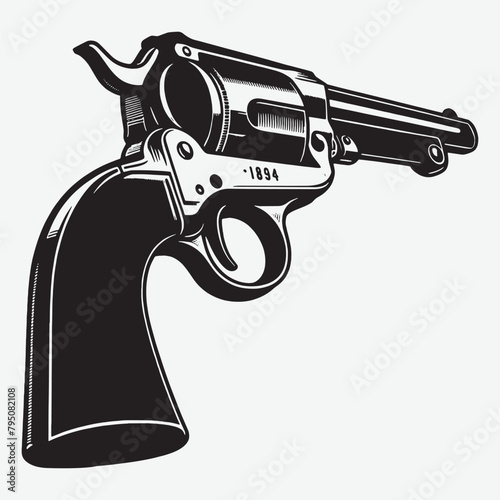 A black and white vector graphic of the Winchester Model 1894 showcasing