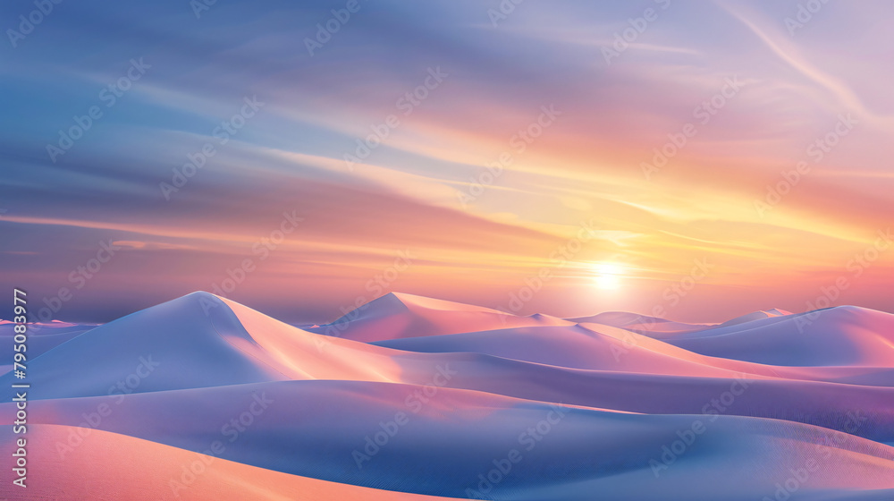 Sand dunes in the desert at sunset. Abstract natural background