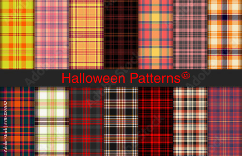Halloween plaid bundles, textile design, checkered fabric pattern for shirt, dress, suit, wrapping paper print, invitation and gift card.