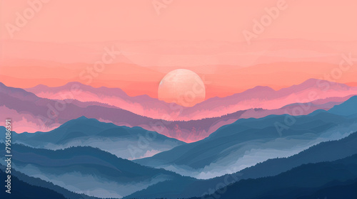 sunrise in mountain peach background