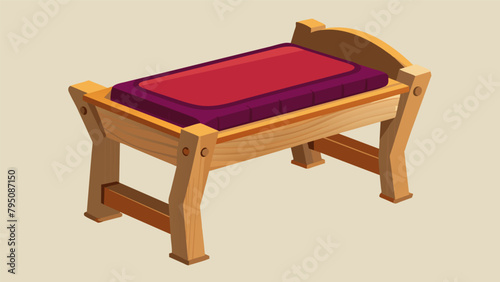 A beautifully crafted wooden garden kneeler with luxurious velvet cushioning providing comfort and support while tending to plants..