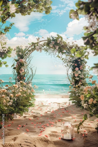 Floral wedding arch in nature Generative AI