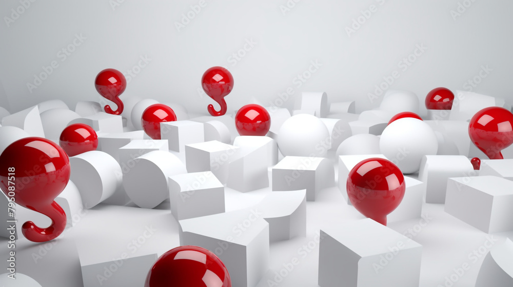white background, 3d with a red question mark сreated with Generative Ai white background, 3d with a red question mark сreated with Generative Ai