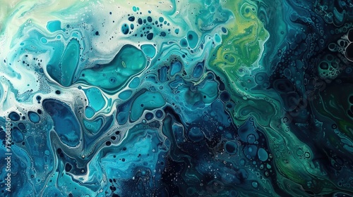 Acrylic Pour in Shades of Blue and Green