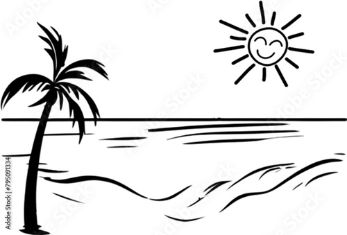 Palm Trees and Beach clipart. 
